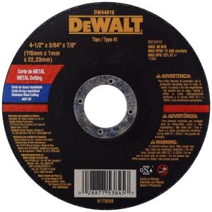 DISCO DE CORTE 4 1/2 X 1MM X 7/8 PARA METAL Y ACERO INOXIDABLE DEWALT DW44618