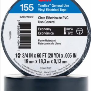 CINTA AISLANTE DE VINIL TEMFLEX 155 NEGRO 19MM(3/4) X 18MTR 3M