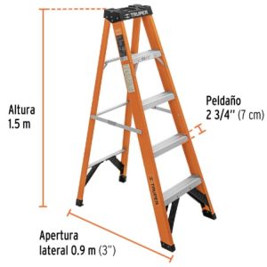 ESCALERA TIJERA 4 PELDAÃ‘OS FIBRA DE VIDRIO CAPACIDAD DE CARGA 175 KG TRUPER 100224