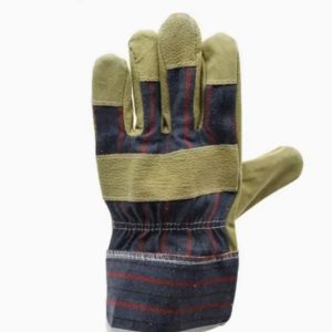 GUANTES DE CUERO CON PARTE TRASERA DE ALGODON A RAYAS TALLA 9