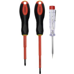 JUEGO DE DESARMADORES AISLANTE Y PILOTO 3 PZAS M/ JEBE KAMASA KM1035