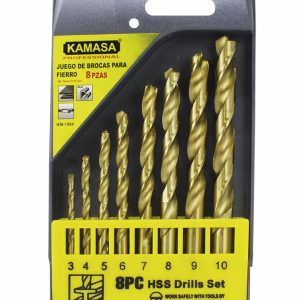JUEGO DE BROCAS PARA METAL HSS (3-10MM) 8 PZAS KAMASA KM1064