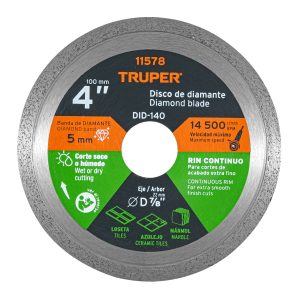 DISCO DE DIAMANTE DE 4 X 1.6 MM RIN CONTINUO. TRUPER