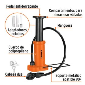 INFLADOR BOMBA DE PEDAL 60 PSI. TRUPER